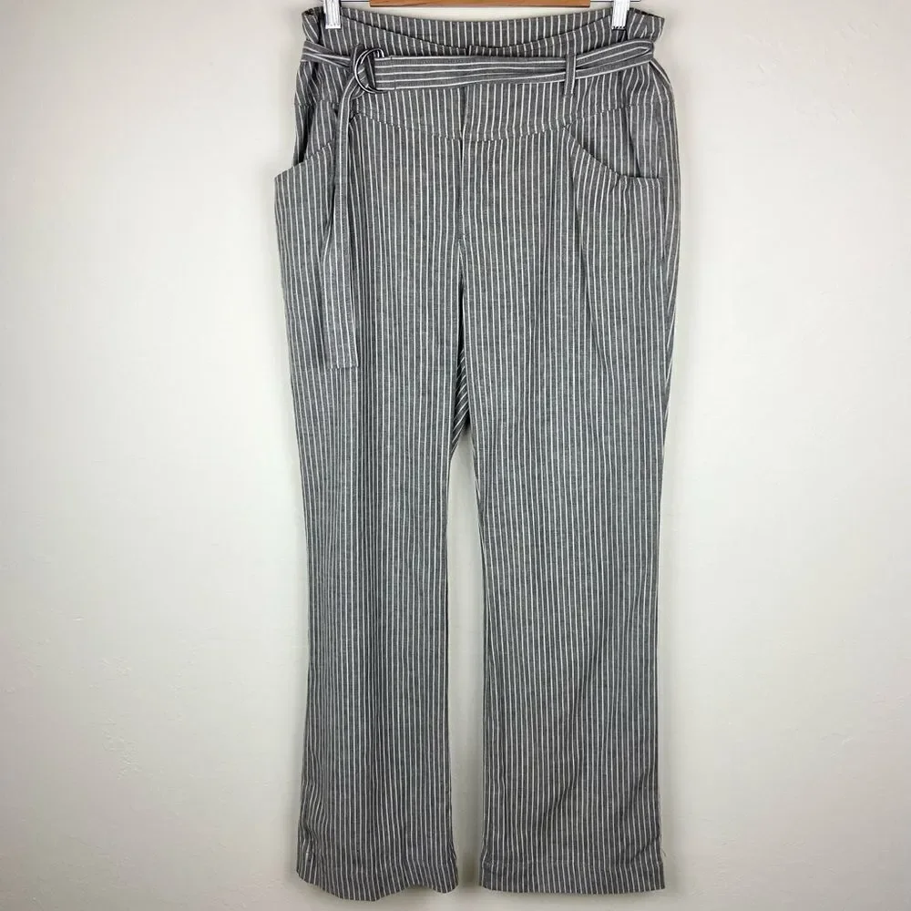 Sundance Rory Striped Belted Linen Pants - Gray & White